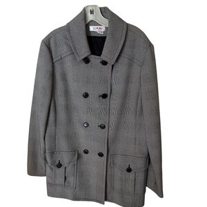 Isaac Mizrahi size 12 houndstooth double breasted jacket / coat tailored look